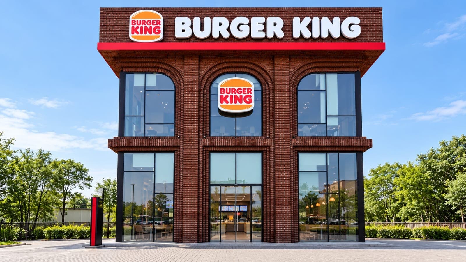 Burger King restaurant with a red-brick arched facade